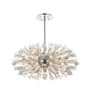 Vera 42 inch crystal starburst oval pendant in chrome