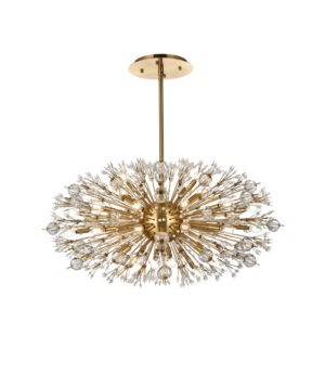 Vera 42 inch crystal starburst oval pendant in gold