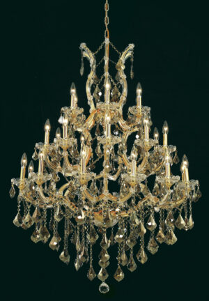 Maria Theresa 28 light Gold Chandelier Golden Teak (Smoky) Royal Cut Crystal