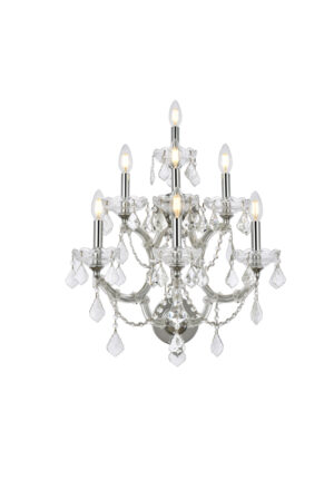 Maria Theresa 7 light Chrome Wall Sconce Golden Teak (Smoky) Royal Cut Crystal
