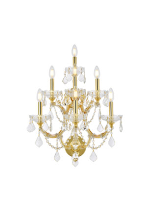 Maria Theresa 7 light Gold Wall Sconce Clear Royal Cut Crystal
