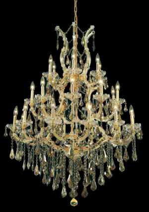 Maria Theresa 28 light Gold Chandelier Golden Teak (Smoky) Royal Cut Crystal