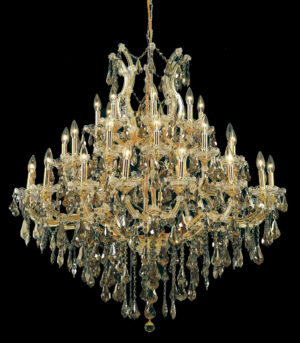 Maria Theresa 37 light Gold Chandelier Golden Teak (Smoky) Royal Cut Crystal
