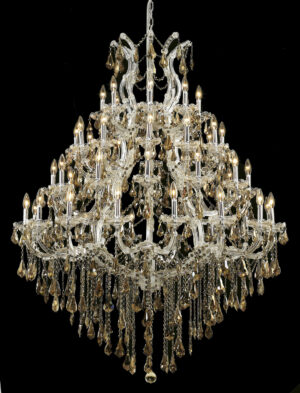 Maria Theresa 49 light Chrome Chandelier Golden Teak (Smoky) Royal Cut Crystal