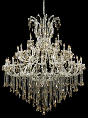 Maria Theresa 49 light Chrome Chandelier Golden Teak (Smoky) Royal Cut Crystal