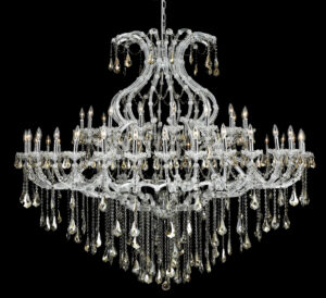 Maria Theresa 49 light Chrome Chandelier Golden Teak (Smoky) Royal Cut Crystal