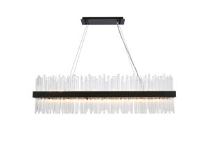 Dallas 48 inch rectangle crystal pendant in black