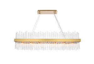 Dallas 48 inch rectangle crystal pendant in satin gold