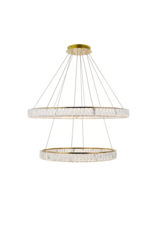 Monroe Integrated LED light Gold Chandelier Clear Royal Cut Crystal