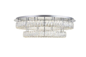 Monroe LED light Chrome Flush Mount Clear Royal Cut Crystal