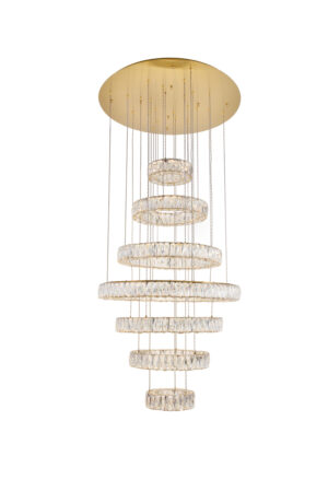Monroe Integrated LED light Gold Chandelier Clear Royal Cut Crystal