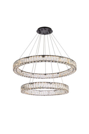 Monroe 36 inch LED double ring chandelier in black
