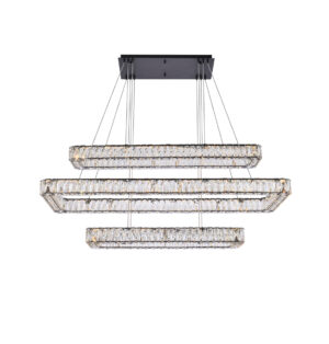 Monroe 50 inch LED triple rectangle pendant in black