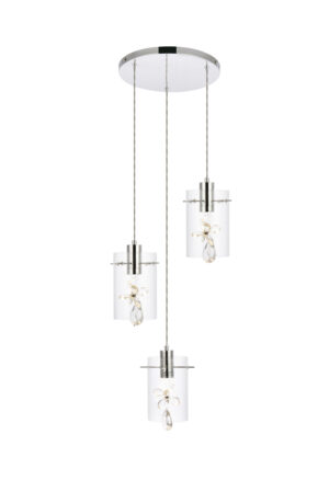 Hana 3 lights Chrome Pendant