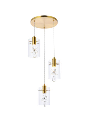 Hana 3 lights Gold Pendant