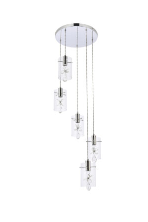 Hana 5 lights Chrome Pendant