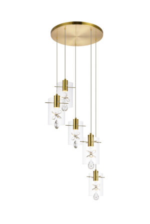 Hana 5 lights Gold Pendant
