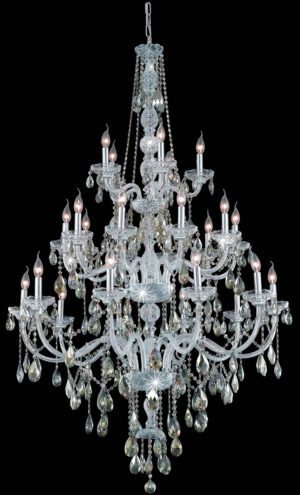 Verona 25 light Chrome Chandelier Golden Teak (Smoky) Royal Cut Crystal