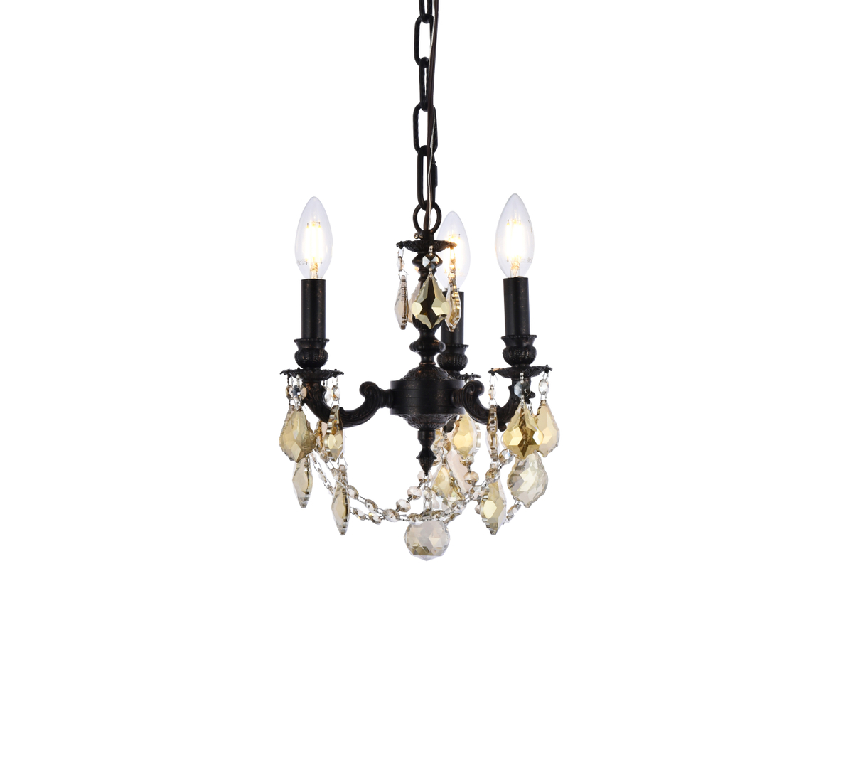 Lillie 3 light Dark Bronze Pendant Clear Royal Cut Crystal - Image 3