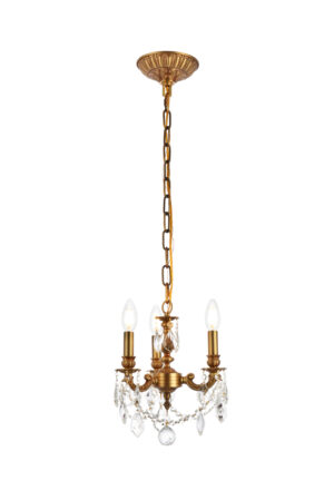 Lillie 3 light French Gold Pendant Clear Royal Cut Crystal