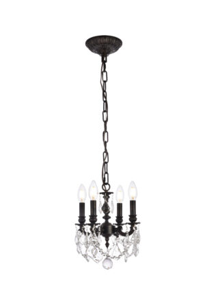 Lillie 4 light Dark Bronze Pendant Clear Royal Cut Crystal