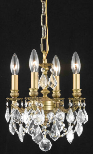 Lillie 4 light French Gold Pendant Clear Royal Cut Crystal