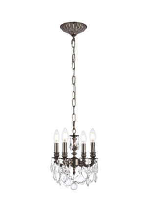 Lillie 4 light Pewter Pendant Clear Royal Cut Crystal