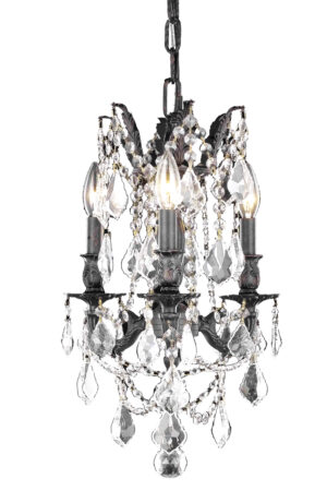 Rosalia 3 light Dark Bronze Pendant Clear Royal Cut Crystal