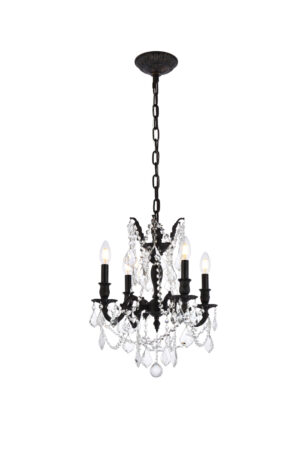 Rosalia 4 light Dark Bronze Pendant Clear Royal Cut Crystal