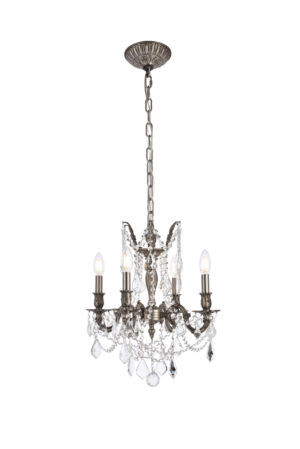 Rosalia 4 light Pewter Pendant Clear Royal Cut Crystal