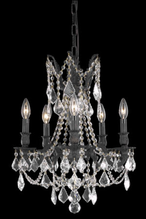Rosalia 5 light Dark Bronze Pendant Clear Royal Cut Crystal