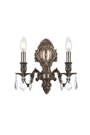 Monarch 2 light Pewter Wall Sconce Clear Royal Cut Crystal