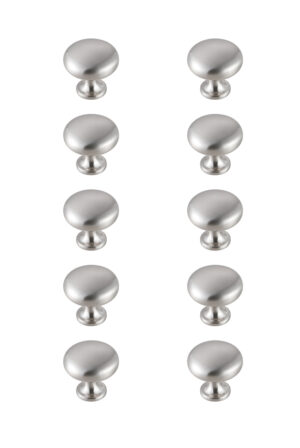 Cadon 1.2" Diameter Brushed Nickel Mushroom Knob Multipack (Set of 10)