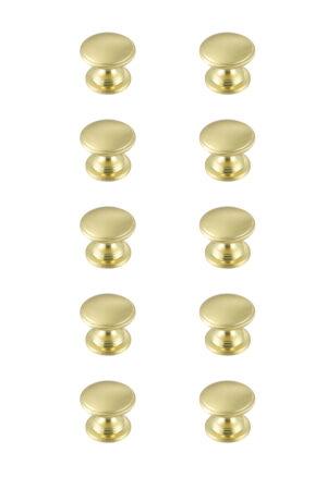 Kaid 1.2" Diameter Brushed Gold Mushroom Knob Multipack (Set of 10)