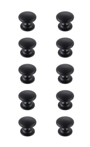 Kaid 1.2" Diameter Matte Black Mushroom Knob Multipack (Set of 10)