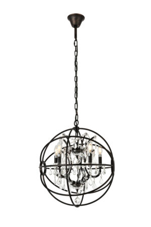 Geneva 5 light Dark Bronze Pendant Clear Royal Cut crystal