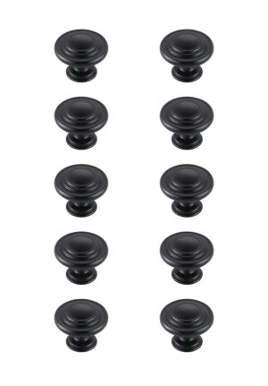 Minu 1.3" Diameter Matte Black Mushroom Knob Multipack (Set of 10)