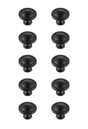 Garlande 1.2" Diameter Matte Black Mushroom Knob Multipack (Set of 10)
