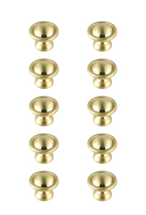 Kadea 1.2" Diameter Brushed Gold Mushroom Knob Multipack (Set of 10)