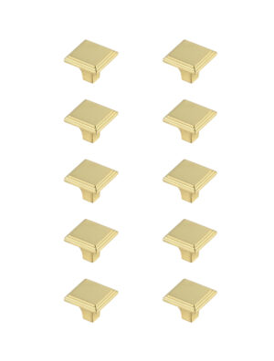 Wilow 1" Brushed Gold Square Knob Multipack (Set of 10)