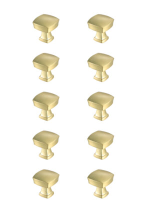 Irvin 1.3" Brushed Gold Square Knob Multipack (Set of 10)