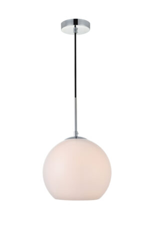 Baxter 1 Light Chrome Pendant With Frosted White Glass