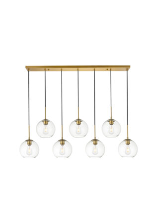 Baxter 7 Lights Brass Pendant With Clear Glass