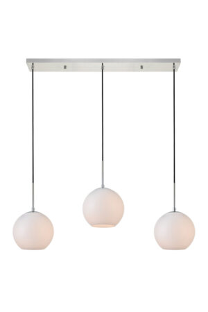 Baxter 3 Lights Chrome Pendant With Frosted White Glass