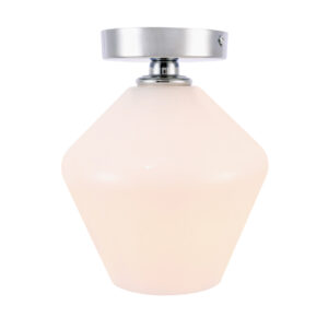 Gene 1 light Chrome and Frosted white glass Flush mount