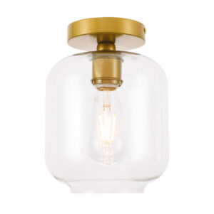 Collier 1 light Brass and Clear glass Flush mount