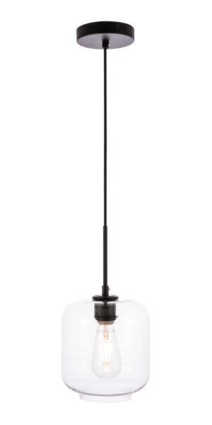 Collier 1 light Black and Clear glass pendant