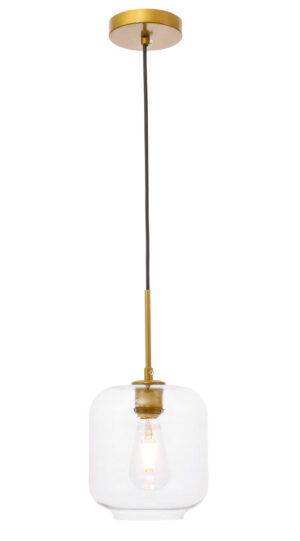 Collier 1 light Brass and Clear glass pendant