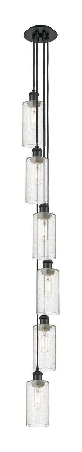 Six Light Pendant by Innovations - Downtown Urban Collection, Matte Black Finish - 106B-6P-BK-G434-7SDY