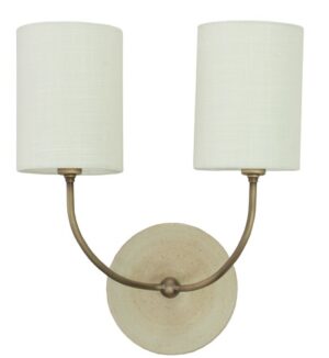 Two Light Wall Lamp by House of Troy - Scatchard Collection, Oatmeal and Antique Brass Finish - GS775-2-ABOT